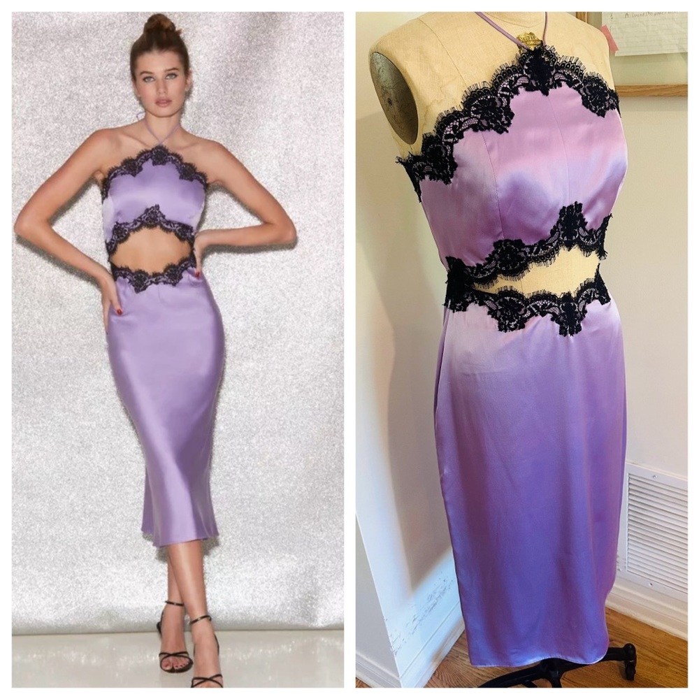 Fleur Du Mal Halter Slip Dress in Lilac Size Large NWT
